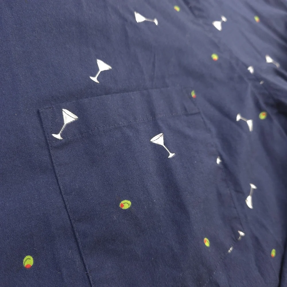 J Crew Shirt Large Martini Glass Geometric‎ Long Sleeve Button Down Flex Washed